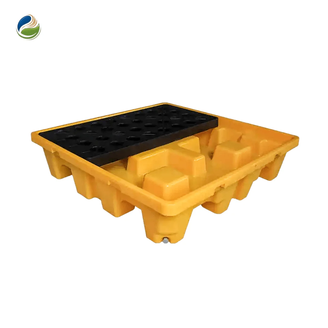 wholesale removable industrial safety hazardous Chemicals Modular plastic PE poly 4 drum oil spill pallet
