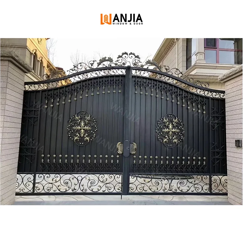 European Design Apartment Exterior Wrought Iron Gates Driveway House Modern Iron Gates Security Wrought Iron Gates