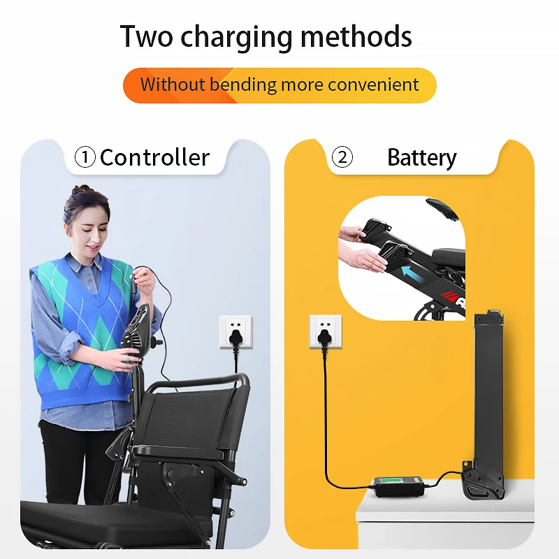 Elderly Travel Portable Electric Wheelchair 23kg Lightweight Foldable Electric Wheelchair with Lithium Battery