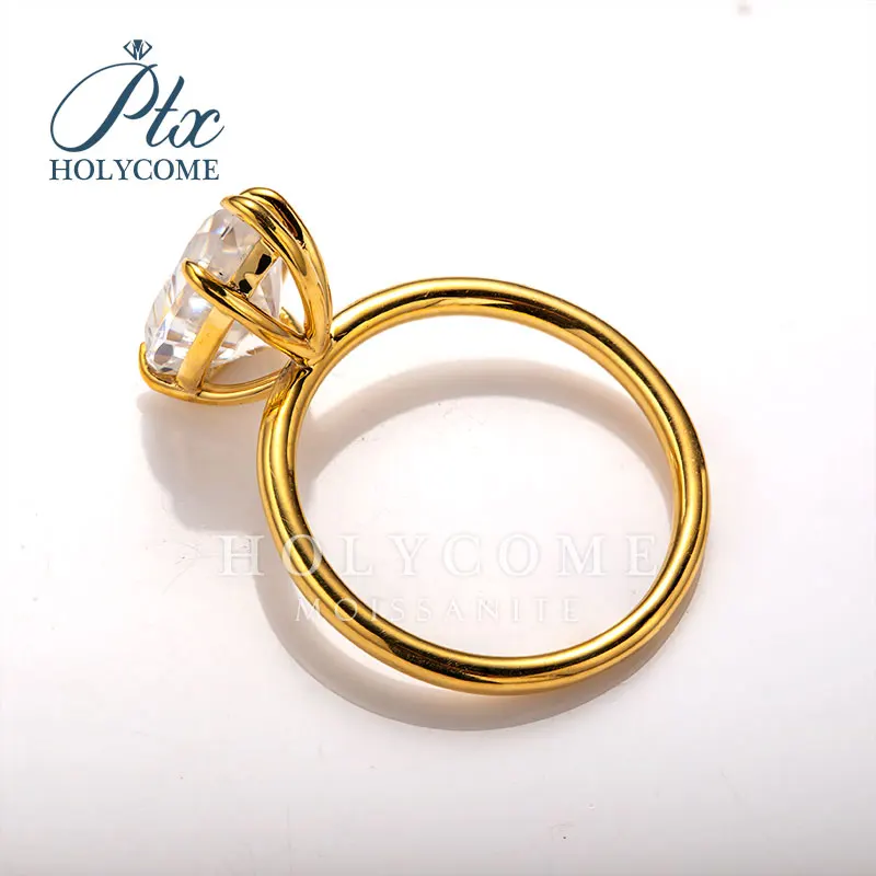Pear Cut Moissanite Diamond Ring Reddit Customized Service Crushed Ice Fine Jewelry 14K Yellow Gold Ring Holycome Jewelry