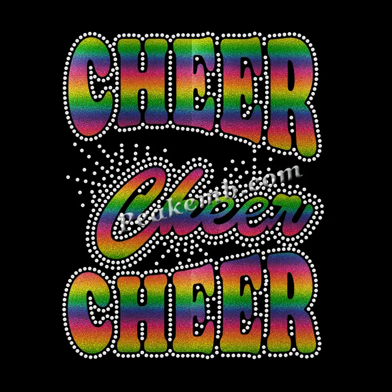Reflective Iridescent Rainbow Cheer Vinyl Heat Transfer Iron on Stones Scattered for Garment