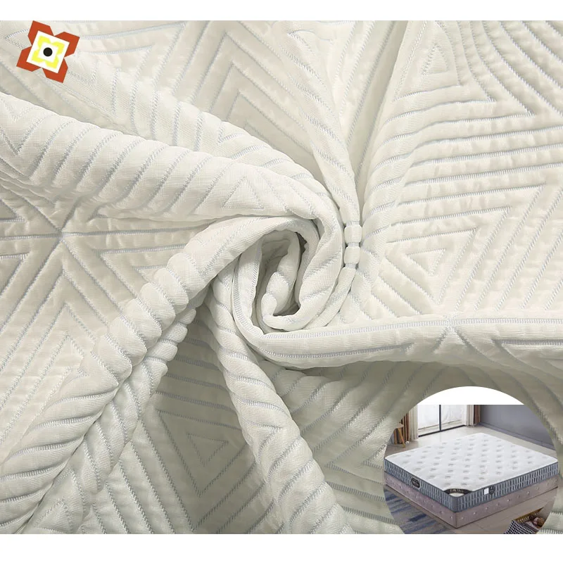 100%polyester jacquard fabric white fabric luxury quilted fabrics for mattress Functional cool silk