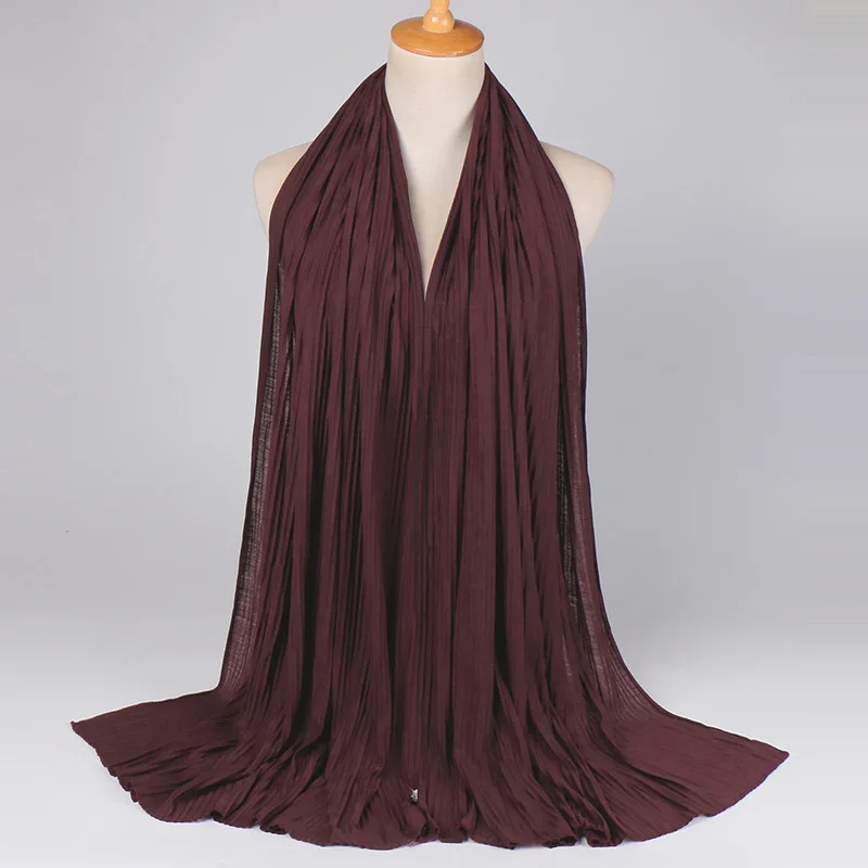 Wholesale Cheap Price Ethnic Jersey Crumpled Women Hijab Scarf Arabic Islamic Prayer Jersey Pleated Scarf