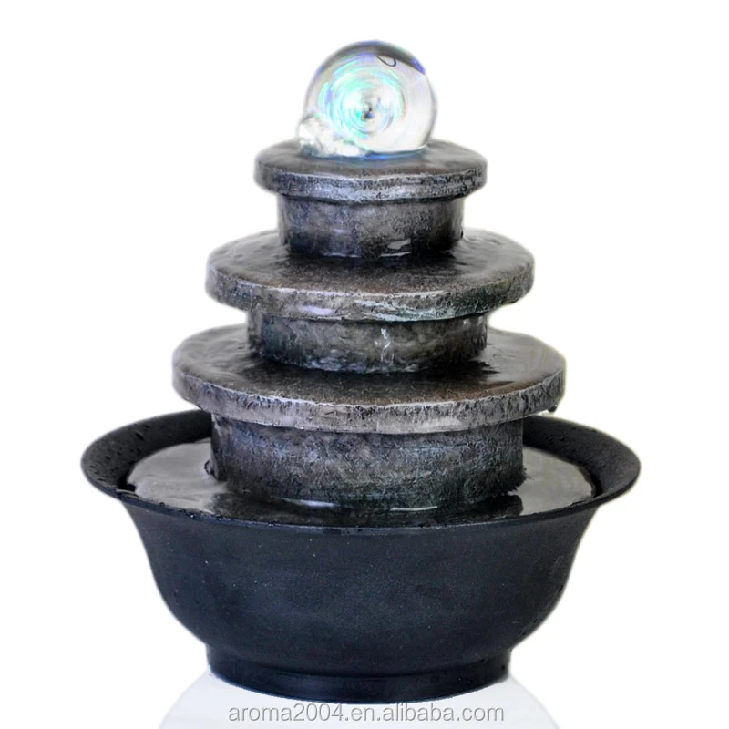 glass ball resin flower tabletop water fountain indoor decoration for home