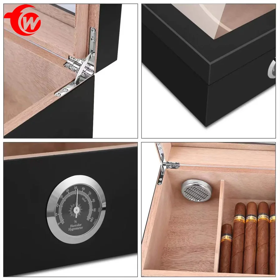 Cedar wood Wholesale High-end Cigar Cabinet Wooden Marbling Design Cigars Humidors Cabinet Box
