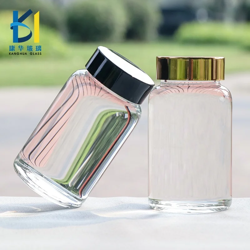 Wholesale Pill Bottles Glass 100ml Glass Bottle Supplement Bottle For 60 Capsules