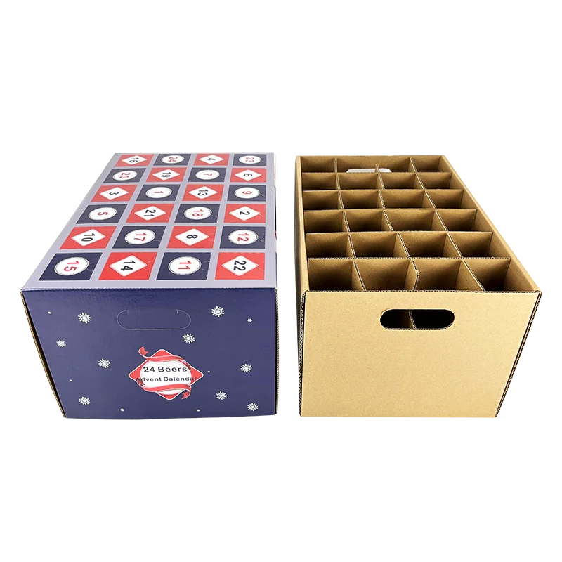 Custom Beer Calendar Box 24 Bottles Corrugated Carton Shipping Box Beer Advent Calendar Box For Adult