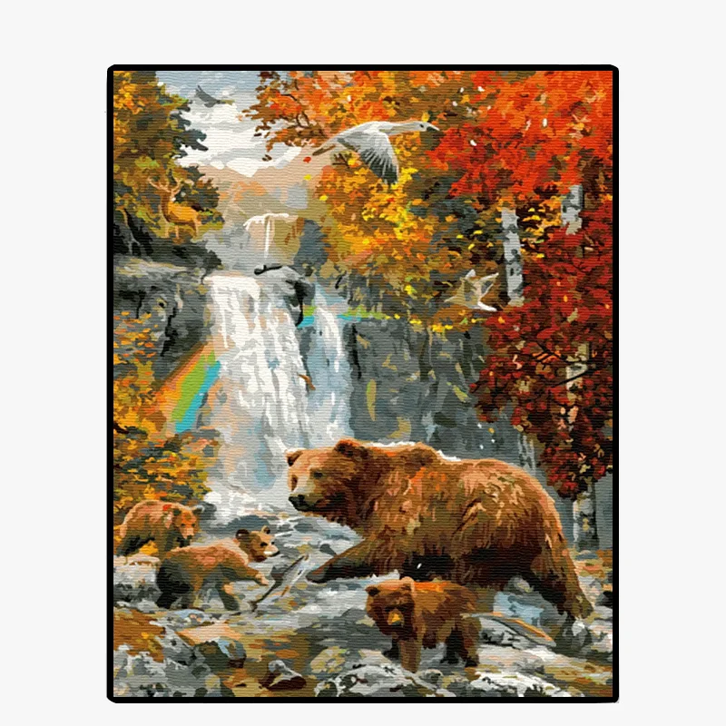 GX36789-40*50  oil painting by number many small animals in the forest customizable wholesale