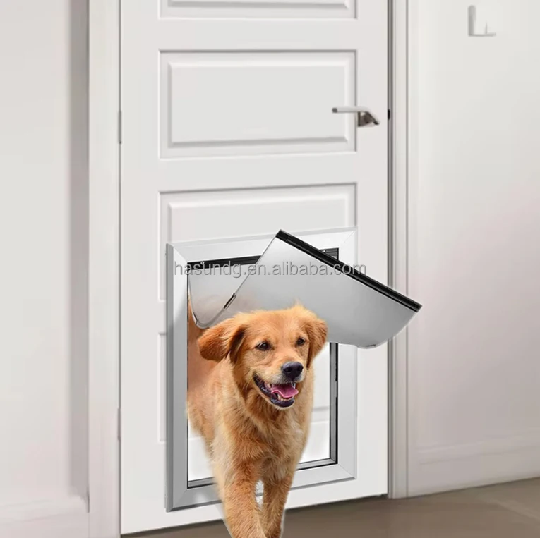Pet Supplies Smart Protector Print Double-flap Aluminum Safety Dog Gate Doors and Hole Aluminum Fashion Sustainable Large Dogs