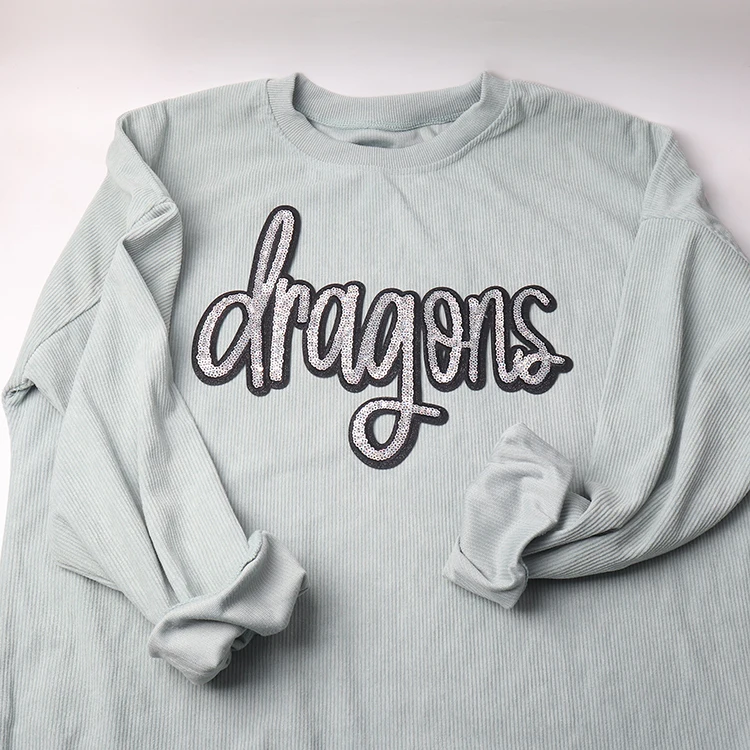 Hot selling heat press OEM ODM cute mascot patch fox doll custom iron on dragons tiger word mascot sequin patches for sweatshirt