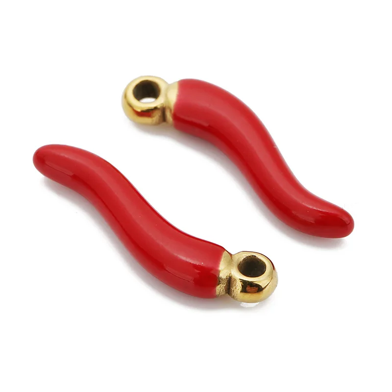 Hot Red Chili Pepper Charms Pendants Custom Stainless Steel Enamel Chili Charms Wholesale For DIY Jewelry Making