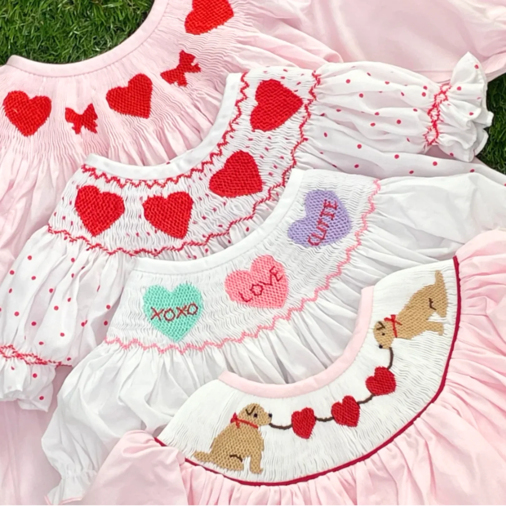Hight Quality Low MOQ  Valentine 2024 Girl Smocked Dress Children Clothing 100% Cotton Custom Design Wholesale Made In Vietnam