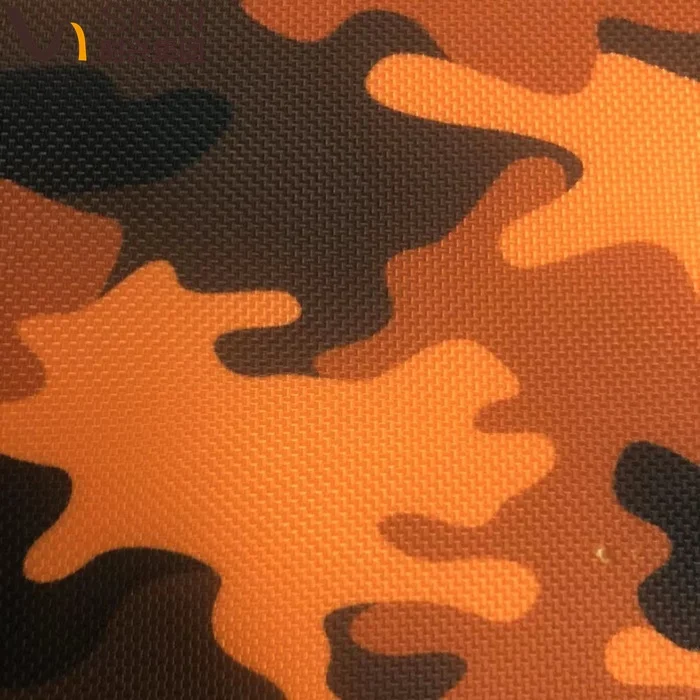 FDY Yellow Camouflage Pattern 100% Polyester 1050D*1050D Oxford PU Coating Waterproof  Fabric For Bag