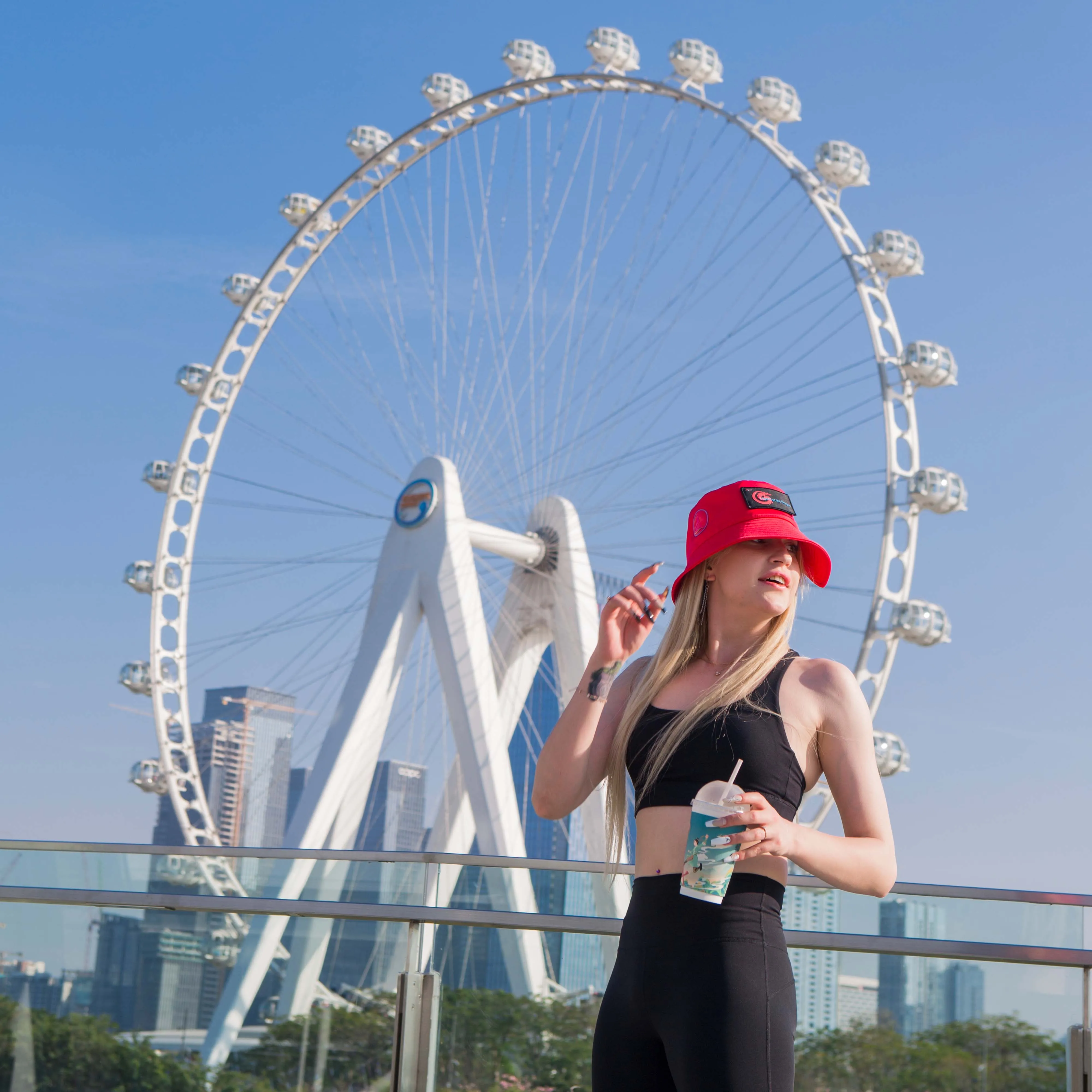 ZAMFUN Red Color Replaceable NFC Patches Fisherman Hats Bucket Hat For Women