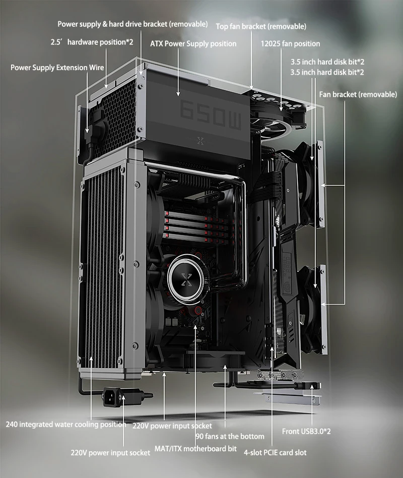  Настольный алюминиевый корпус компьютера Mid Tower матовый для ПК игр с большим закаленным