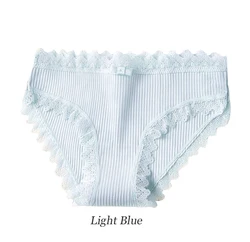 New Women cotton Striped  lace Panties Skin-friendly Underwear Sexy Mid-Rise Panties for women