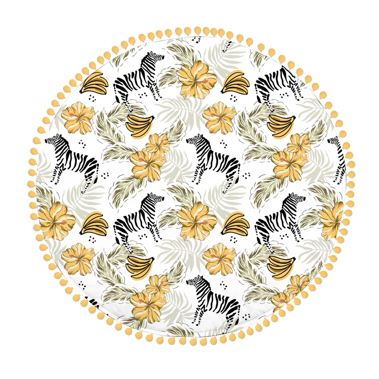 Circular Shape Diameter 100cm Customized Print Colorful Portable Outside and Room Mats For Crawling