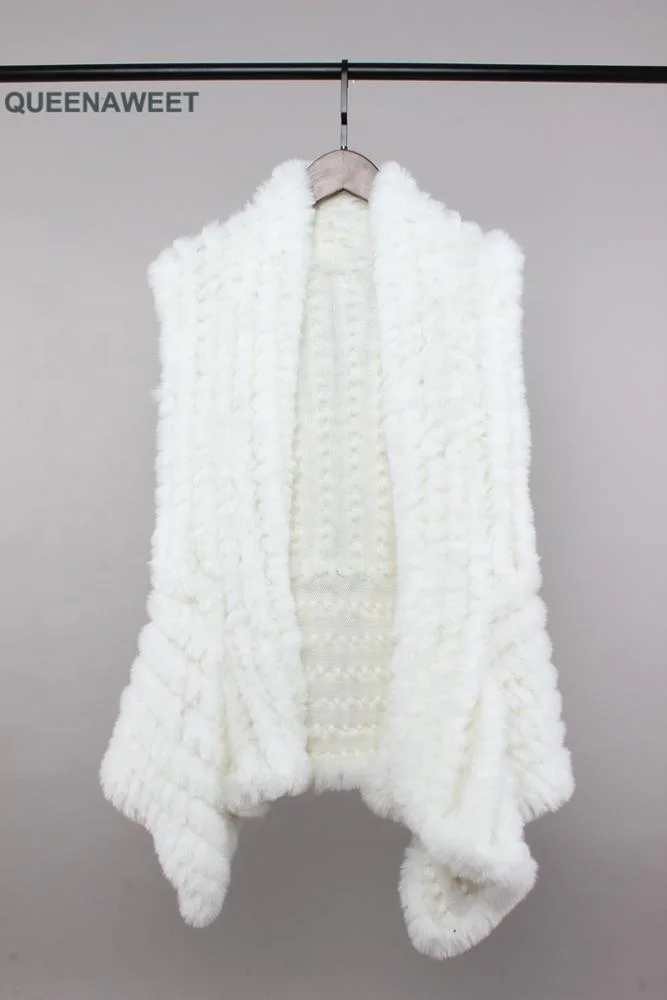 Fashion Wholesale Knitted Faux Rabbit Fur Gilet Waistcoat Winter Woman Warm Faux Fur Vest Girls