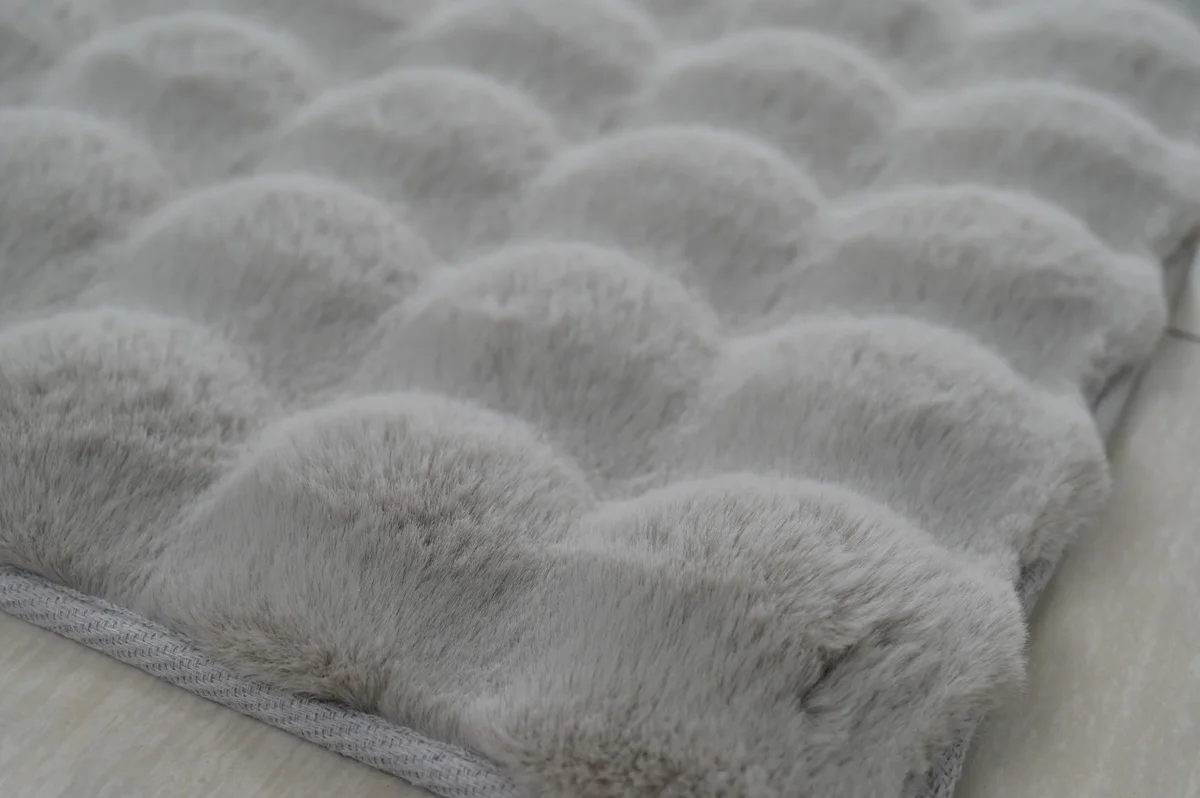 Pop Design Cream Color 3D Faux Rabbit Fur Rugs and Center Carpet for Living room