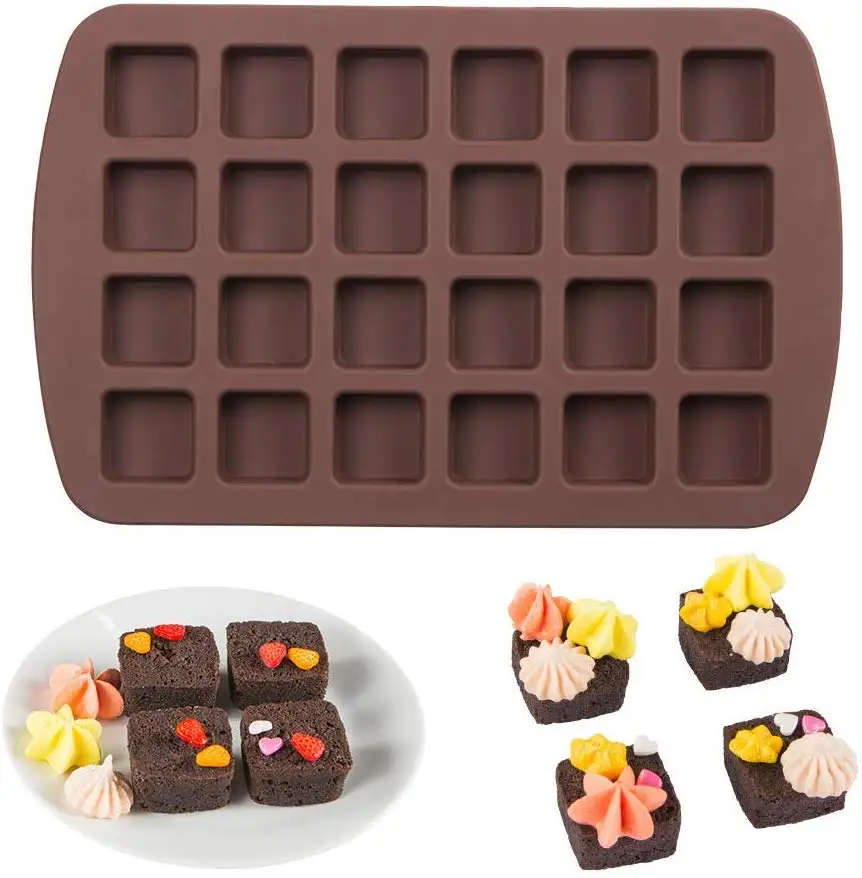 Wholesale 24 Cavity Square Candy Mold DIY Brownie Silicone Chocolate Truffles Mold Jelly Pudding Candy chocolate silicone molds
