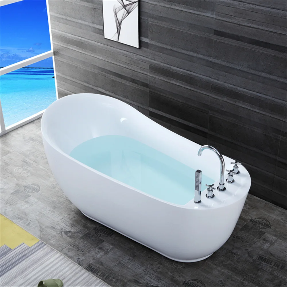 White Modern Home Acrylic One Person Adults Bath Tub Indoor Freestanding Bathtub For Hotel Bathroom