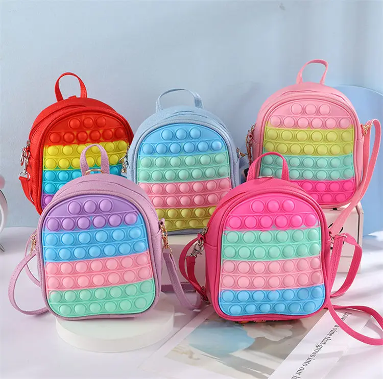 Laudtec Fidget Backpack Relive Stress Soft Squishy Push Bubble Silicone School Bags For Children