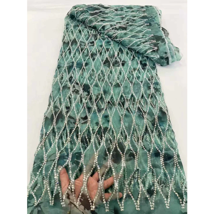 Custom White Wedding Beads Sequins Lace Fabrics Embroidery Mesh Bridal Beads Quality Black Color African French Beaded Net