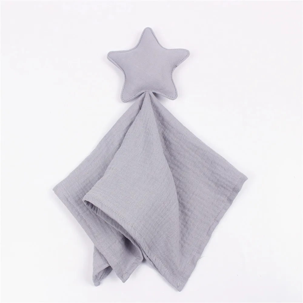100% organic cotton newborn lovey comforter hug muslin security blanket star moon