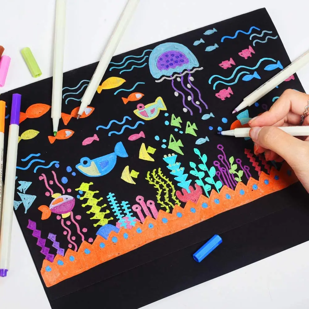 30 colors Metallic Painting Pen Rock Mug Design Card Making Script Lettering DIY Photo Album Metallic Marker Pens