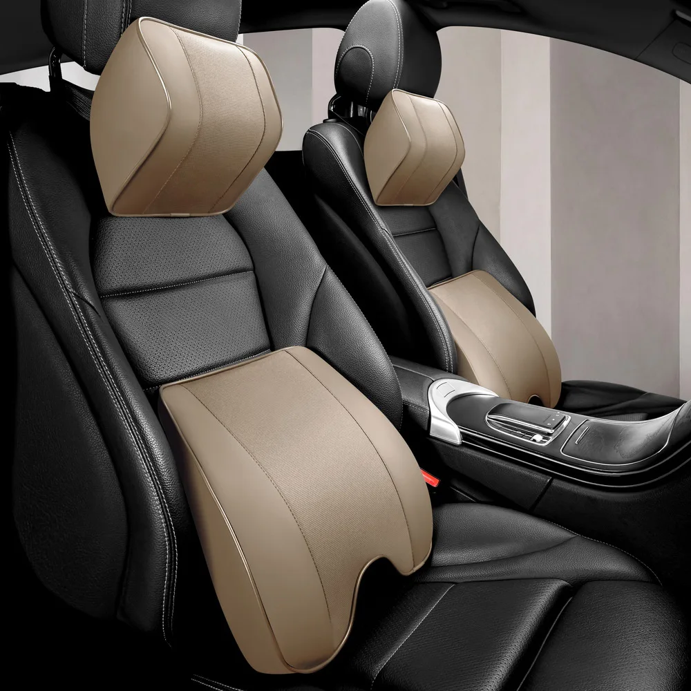 Comfortable Car Headrest Lumbar Support Set Car Memory Foam Neck Car Pillow Lumbar Support Set