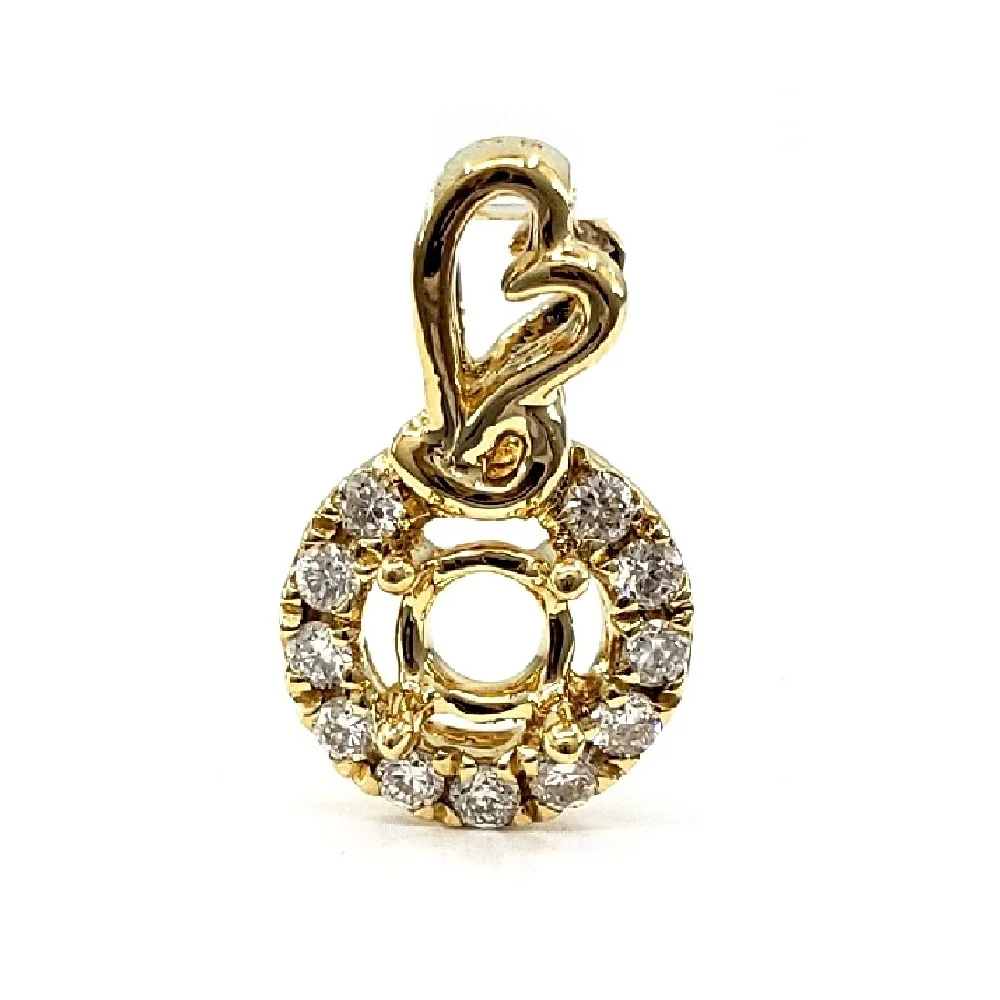 China Wholesale Jewelry Valentine Best Quality Platinum Yellow Gold Natural Diamond Round Fancy Semi Mount Pendant For Female