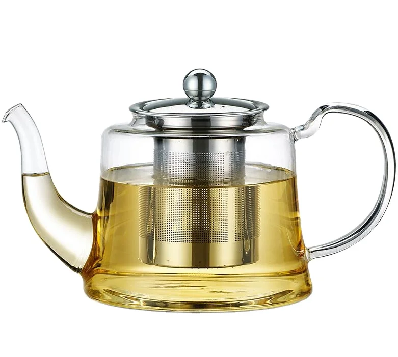 Teapot 800ml 1100ml with Infuser Crystal Glass Coffee & Tea Sets ODM Designs Heat Resistant Glass Logo Drinking Glass Customized