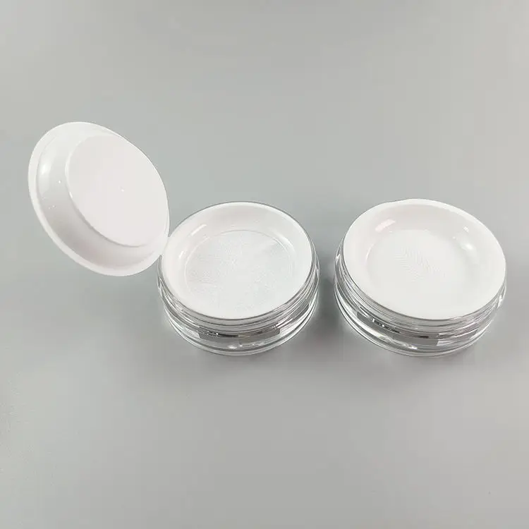 New 10g empty round plastic flip cosmetic loose powder container sifter jar double layer mesh fabric for cosmetic packaging