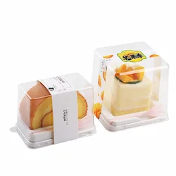 Top sale packaging RPET/PET long white small bread food grade blister plastic cake box