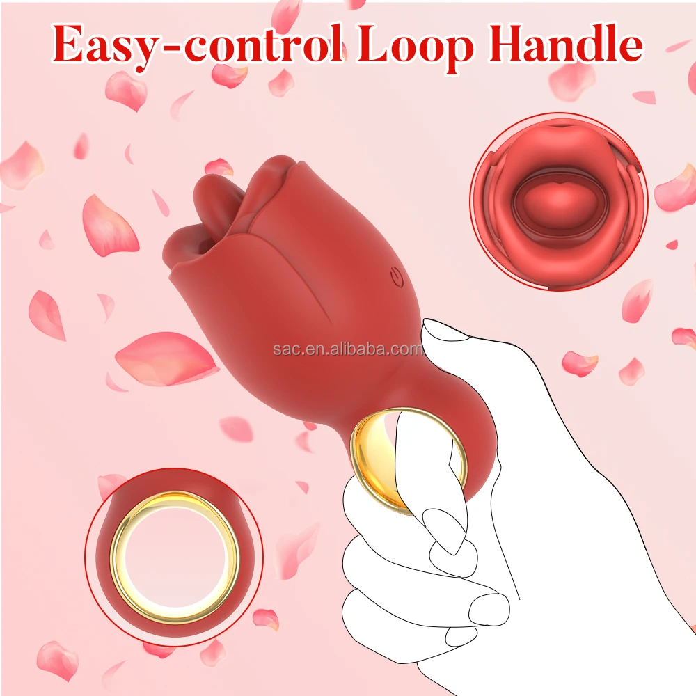 SacKnove Wholesale Hot Selling Silicone Vibrating Vagina Artificial Realistic Rose Tongue Licking Vibrator For Female Sex Toys