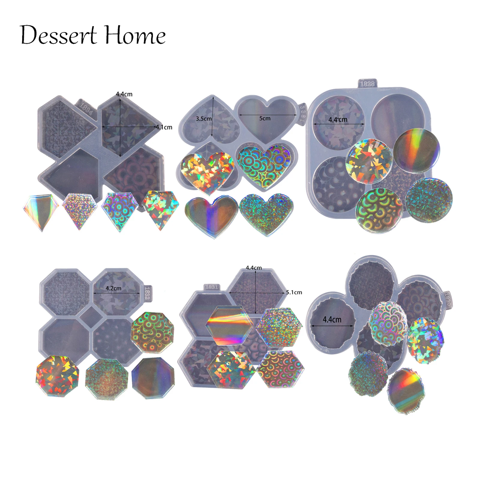 DY0451 Hologram Circle 0.75in/1.5in/1.75in  Square/Hexagon/Irregula Jewelry Epoxy Mould Round Resin Silicone Mold Badge Reel