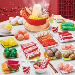 Amazon Hot Sale Surround Stove Hot Pot Play House Toy Girl Kids Mini Simulation Hot Pot Toy Kids Kitchen Emulation Food Set Toy