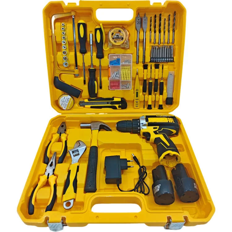 Home Use Multi-Function Cordless Electric Tools Set Lithium Battery Powered Hand Drill Screwdriver Impact Feature Industrial