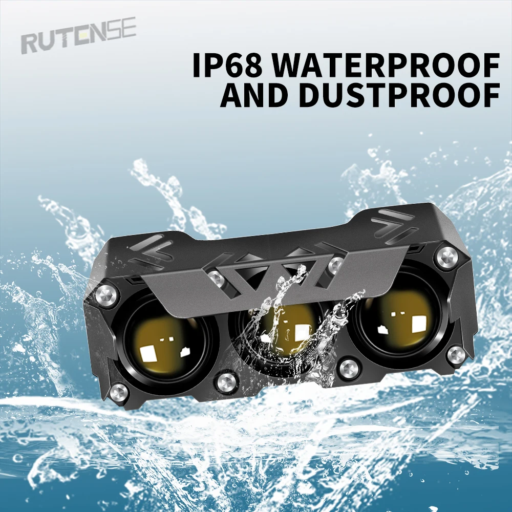 RUTENSE high quality auto led bulb 3 lens car head lamp motorcycle led headlights 24W white yellow car lights