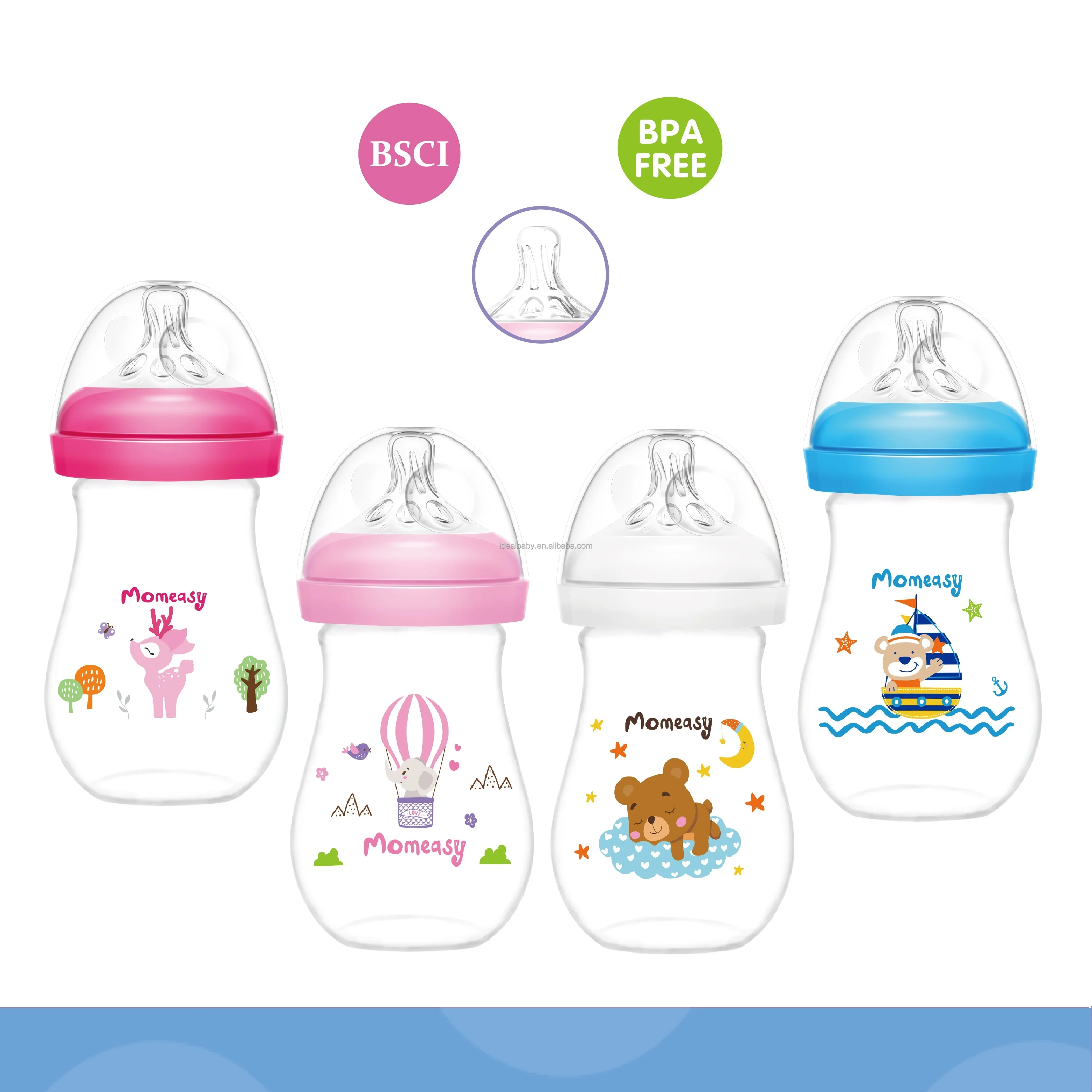 10OZ/300ML PP Wide Neck Baby Feeding Bottle With Double Handle