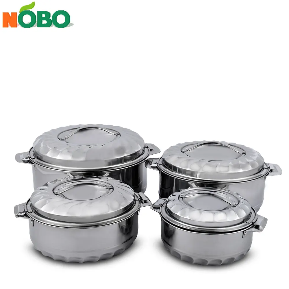 4pcs stainless steel double wall insulated casseroles hot pot food warmer casserole set