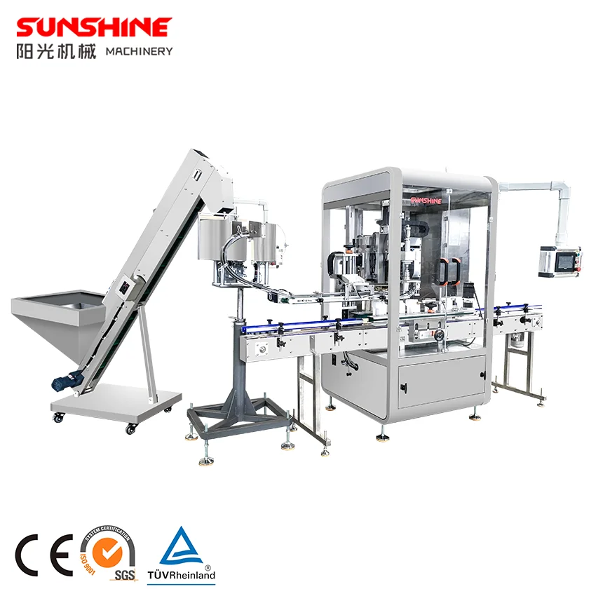 Automatic inline pilfer proof servo high lock bucket pail glass plastic PET bottle screw tracking type capper capping machine