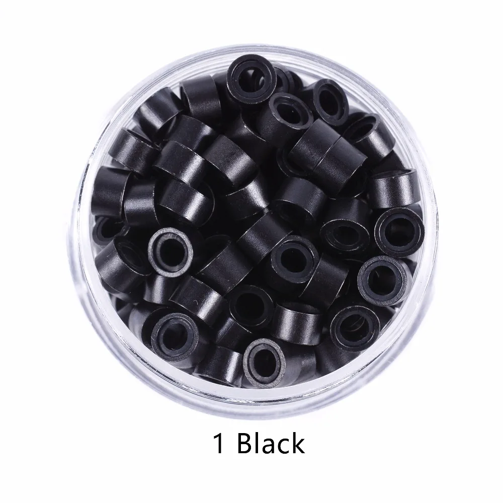 1000 Pcs 5.0mm*3.0mm*3.0mm Microring Con Vite, Silicone Micro Rings/Beads for Hair Extensions Tool