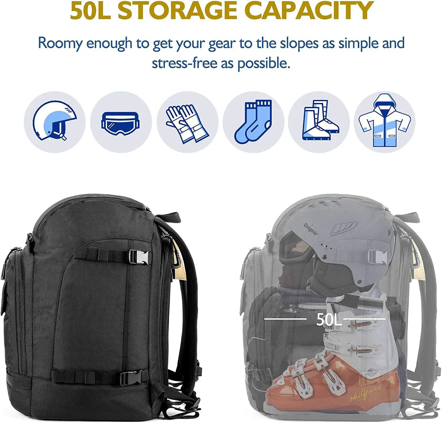 USA Popular Waterproof Nylon Snow Boot Bag Helmet Glovebag Ski Equipment Backpack Sports Bag