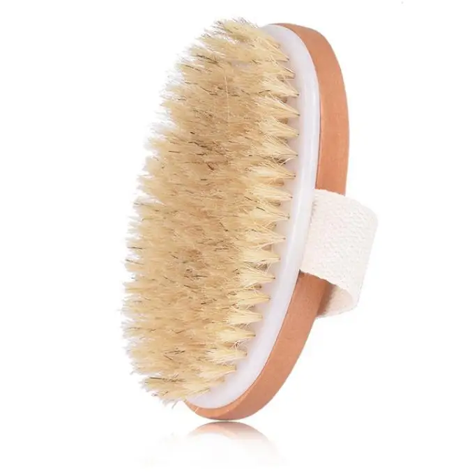 Горячая сухая кожа тела Мягкая натуральная щетина спа щетка деревянная для ванны душа без