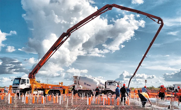 HB72V Brand New 72 m Concrete Boom Pump Truck 180 m3/h Output Mounted Concrete Placing Boom Pump Micro Fuel Pump Truck