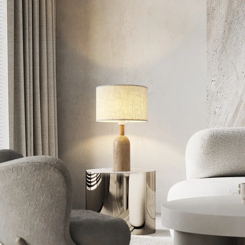 Modern design nordic decorative creative home yellow cave stone wabi uki cream unique moon bedside desk lamp led table lamps