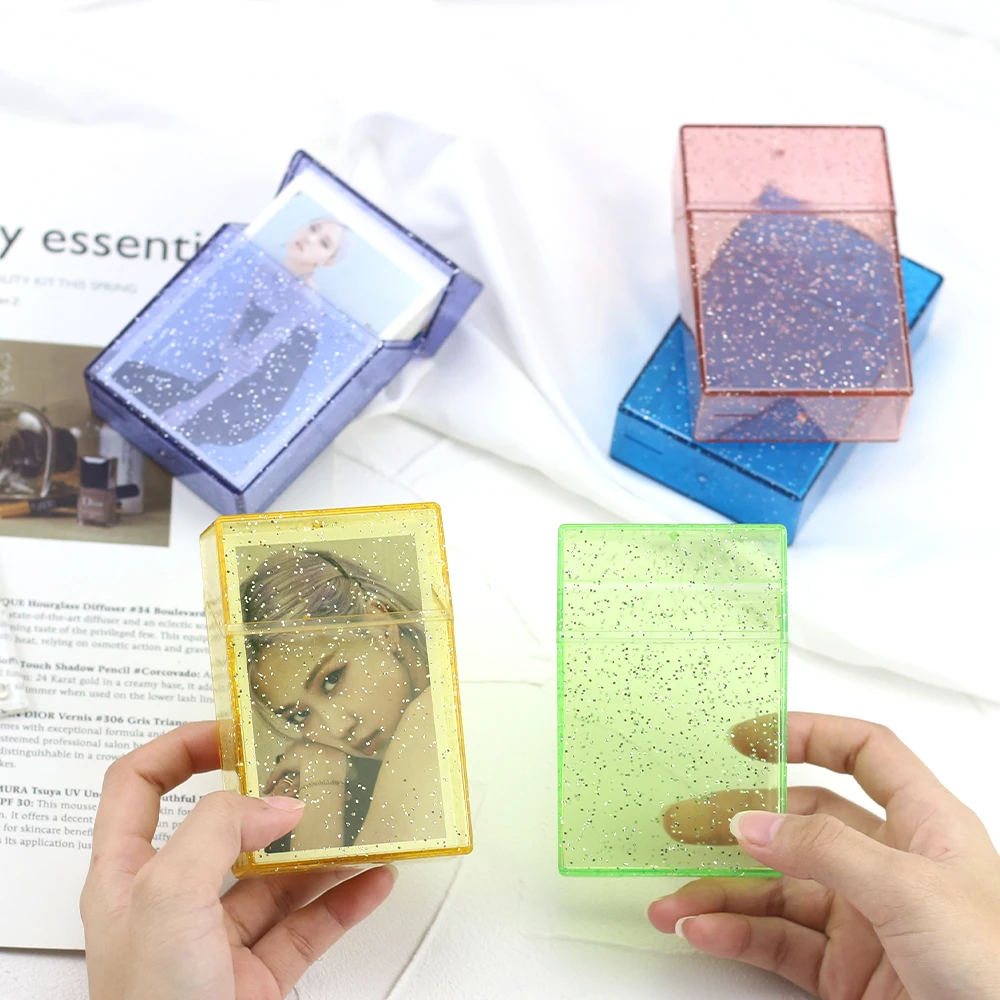 Clear plastic glitter storage box for Photos/Idol card/Playing Card Online wholesale