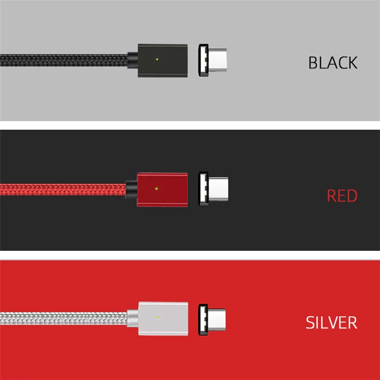 
Nylon Braid 33Ft 3A Flat Magnetic USB Charging Data Cable 3 in 1 Magnet Charger Cable For IOS Type C Micro USB 