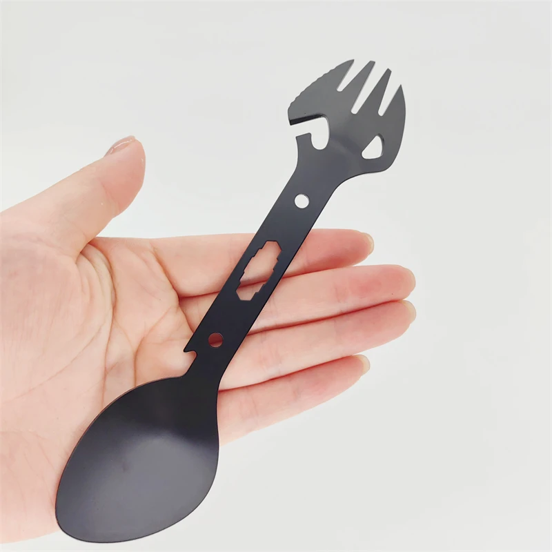 JKCS-003 Survival Gear Stainless Camping Cookware Multifunction Steel Knife Spoon Fork For Outdoor Camping